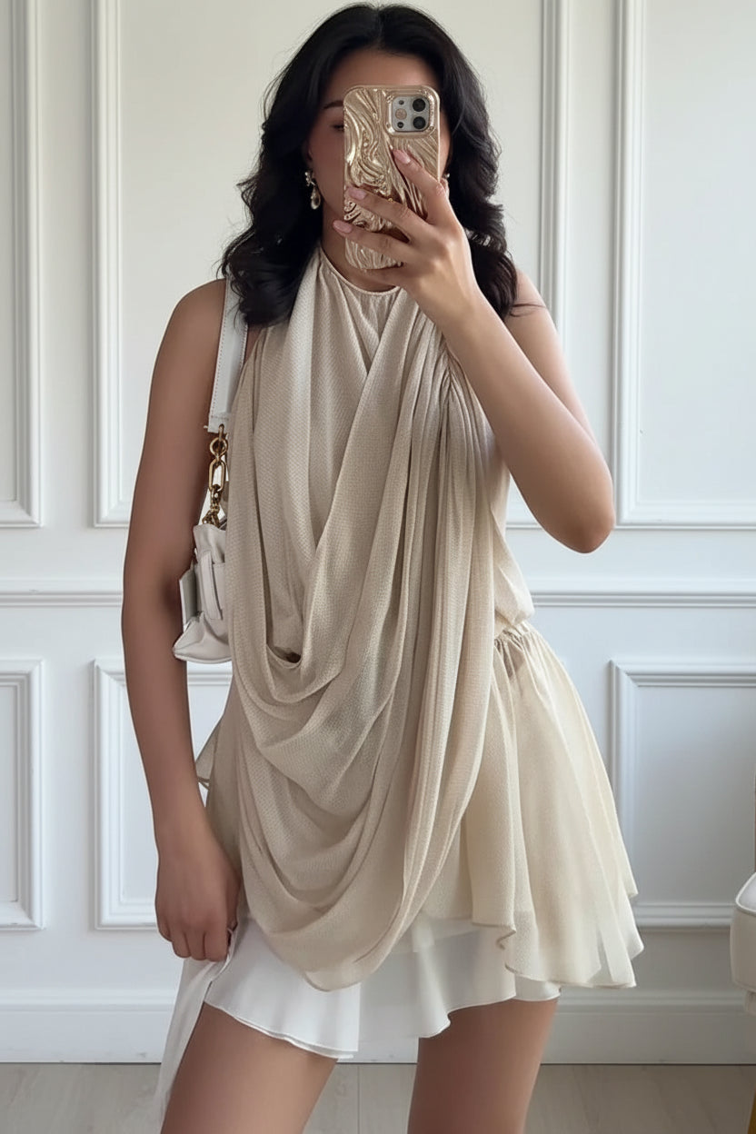 Chaleco plisado con cuello halter