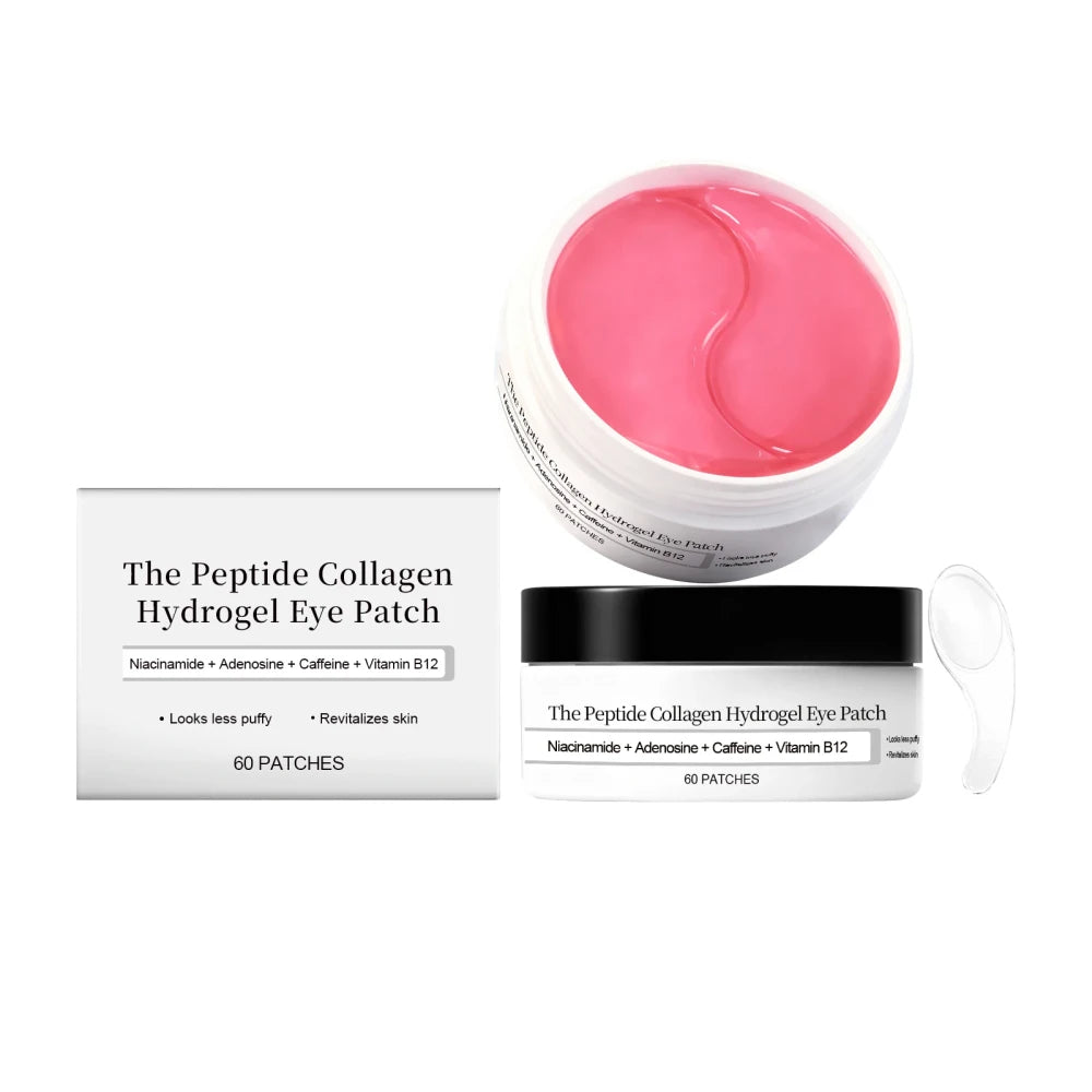 Pink Peptide Collagen Hydrogel Eye Patch, 60 parches contra arrugas para ojos hinchados, ojeras, hinchazón, arrugas y líneas finas, máscaras reafirmantes y descremadas.