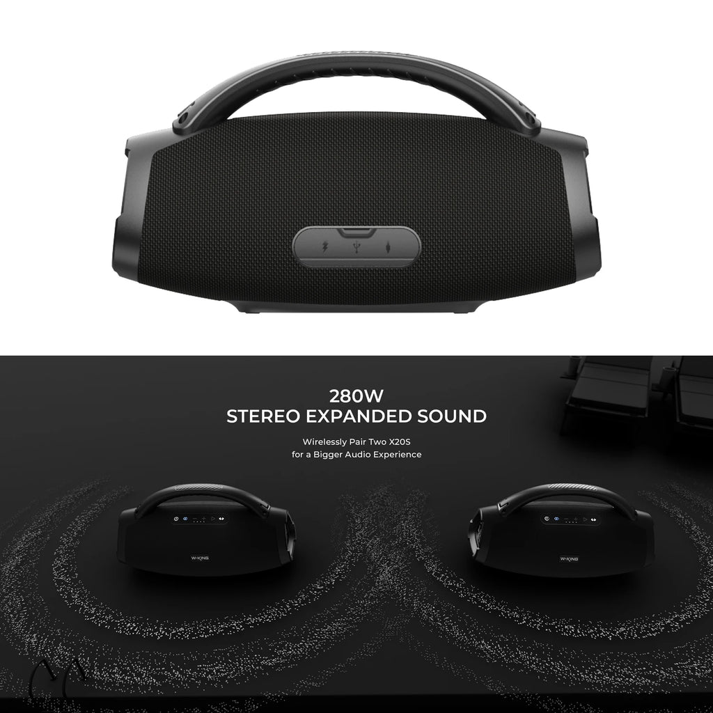 W-KING X20S Bluetooth Speaker w/Strap140W RMS Massive Bass Party Boombox IPX7 Waterproof Speaker Loud Outdoor Portable Sound Box