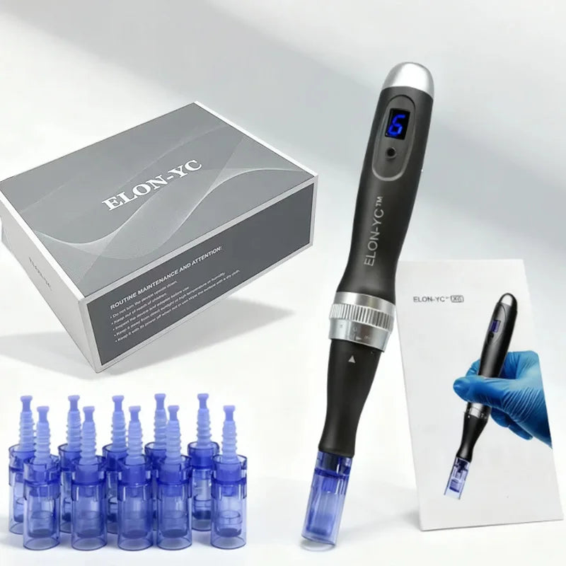 Dermapen Inalámbrico Profesional ELON-YC Ultima-X6 – Kit de Belleza y Cuidado de la Piel con 10 Cartuchos de 0,25mm