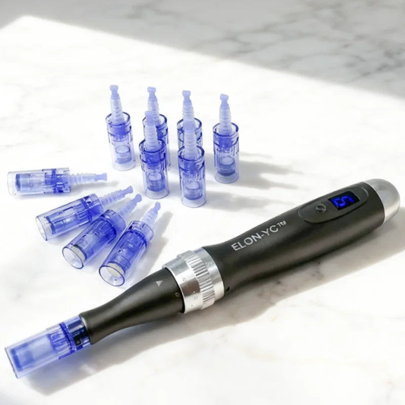 Dermapen Inalámbrico Profesional ELON-YC Ultima-X6 – Kit de Belleza y Cuidado de la Piel con 10 Cartuchos de 0,25mm