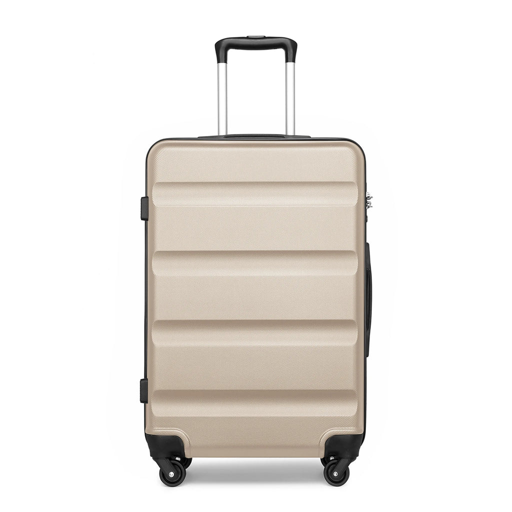 KONO Suitcase Lightweight hard case trolley suitcase with 4 twin wheels & TSA lock ABS material (S M L)
