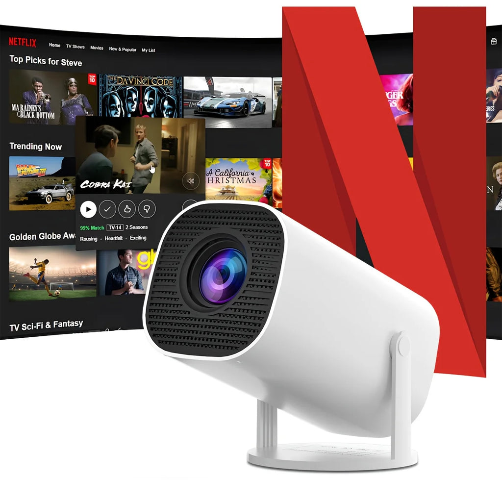 Mini Projector Support 4k and Native 1080P with Android 11, WiFi 6 & BT 5.0 Support, Airplay and Miracast Compatible