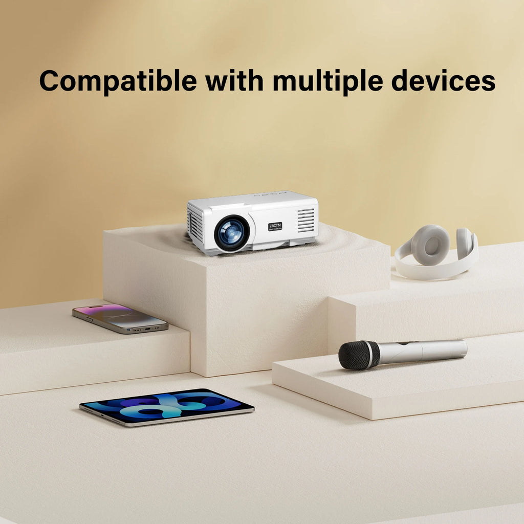 Projector, 4K 1080P Wireless Portable Projector, HDMI & USB, Home Theater for Netflix/Gaming/Karaoke, Indoor Outdoor