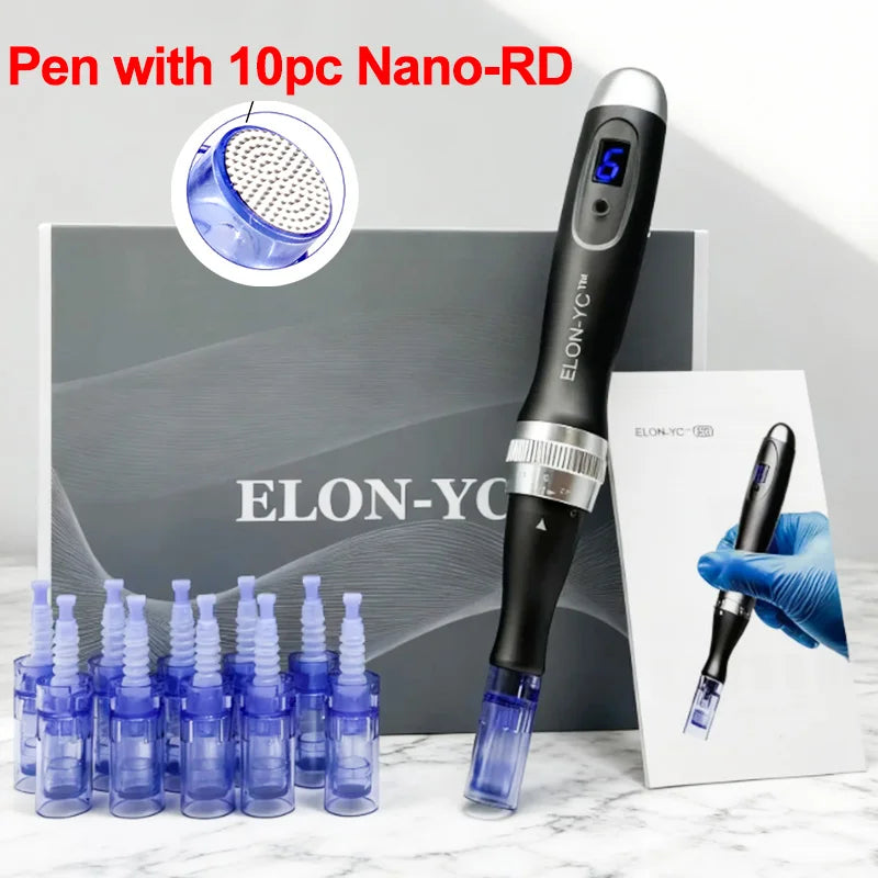 Dermapen Inalámbrico Profesional ELON-YC Ultima-X6 – Kit de Belleza y Cuidado de la Piel con 10 Cartuchos de 0,25mm
