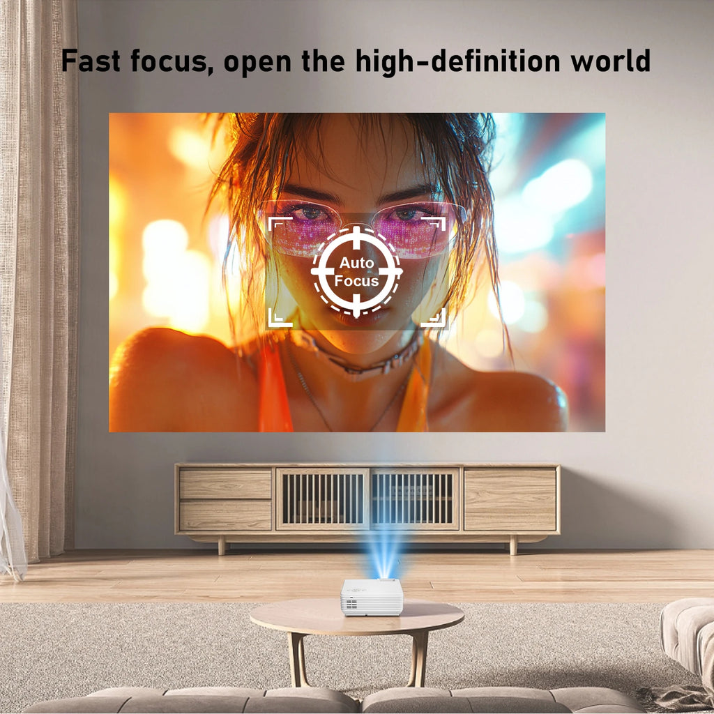 Projector, 4K 1080P Wireless Portable Projector, HDMI & USB, Home Theater for Netflix/Gaming/Karaoke, Indoor Outdoor