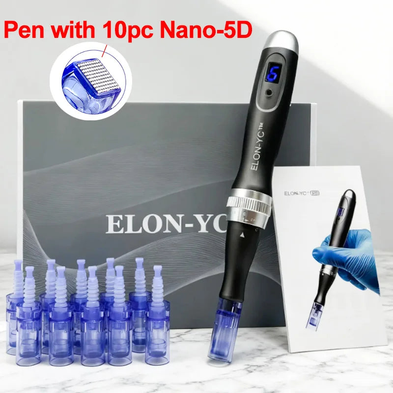Dermapen Inalámbrico Profesional ELON-YC Ultima-X6 – Kit de Belleza y Cuidado de la Piel con 10 Cartuchos de 0,25mm