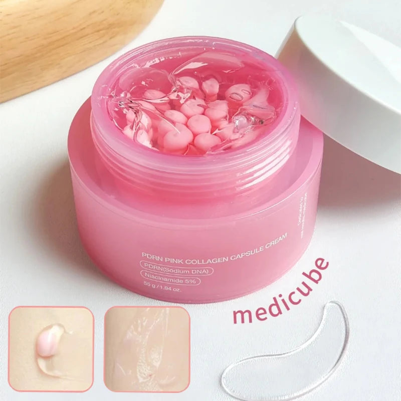 Crema Coreana PDRN Rosa de Colágeno con Niacinamida - Hidratante Facial Ligera para Tono Uniforme