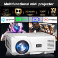 Projector, 4K 1080P Wireless Portable Projector, HDMI & USB, Home Theater for Netflix/Gaming/Karaoke, Indoor Outdoor