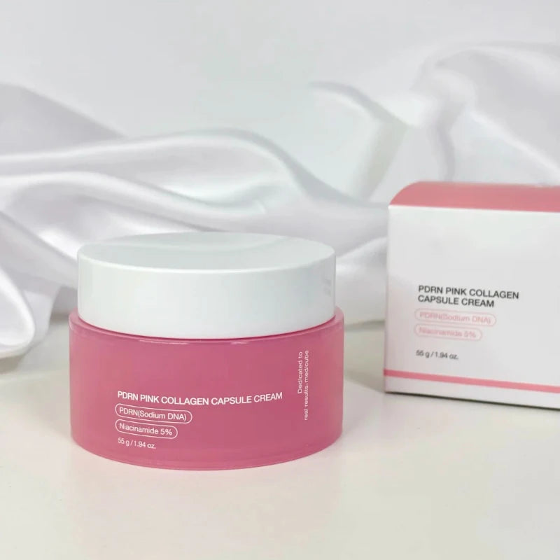 Crema Coreana PDRN Rosa de Colágeno con Niacinamida - Hidratante Facial Ligera para Tono Uniforme